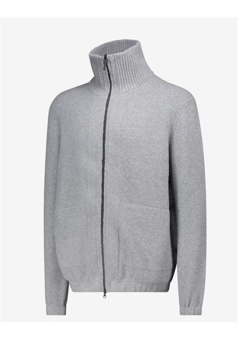 Gray Wool Bomber Sweater with Zip ALPHA STUDIO |  | AU-7220N1091